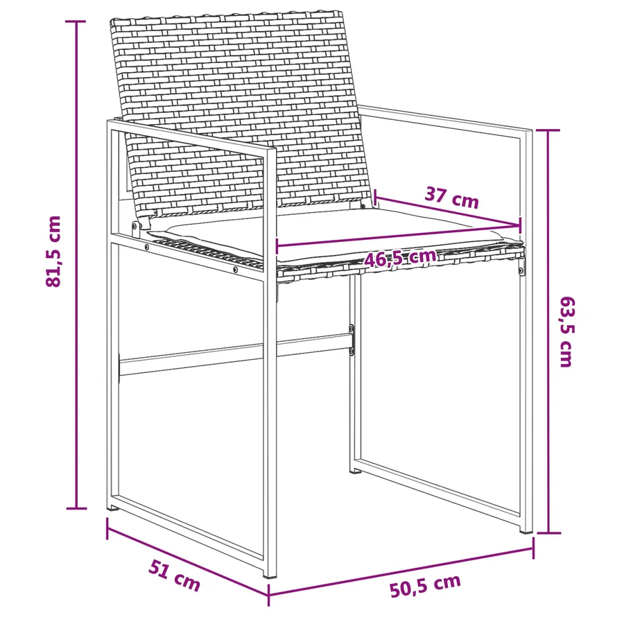 Ensemble de salle à manger pour jardin 5 pcs Noir et Crème - 9