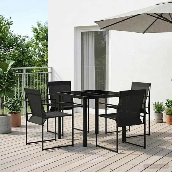 Ensemble de salle à manger pour jardin 5 pcs Noir
