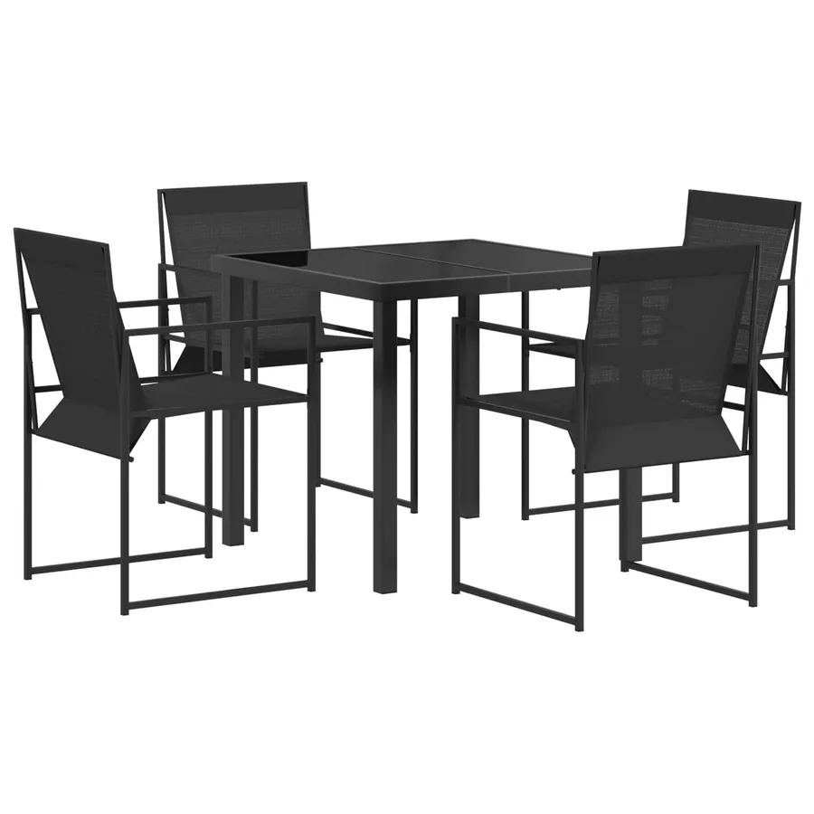 Ensemble de salle à manger pour jardin 5 pcs Noir - 2