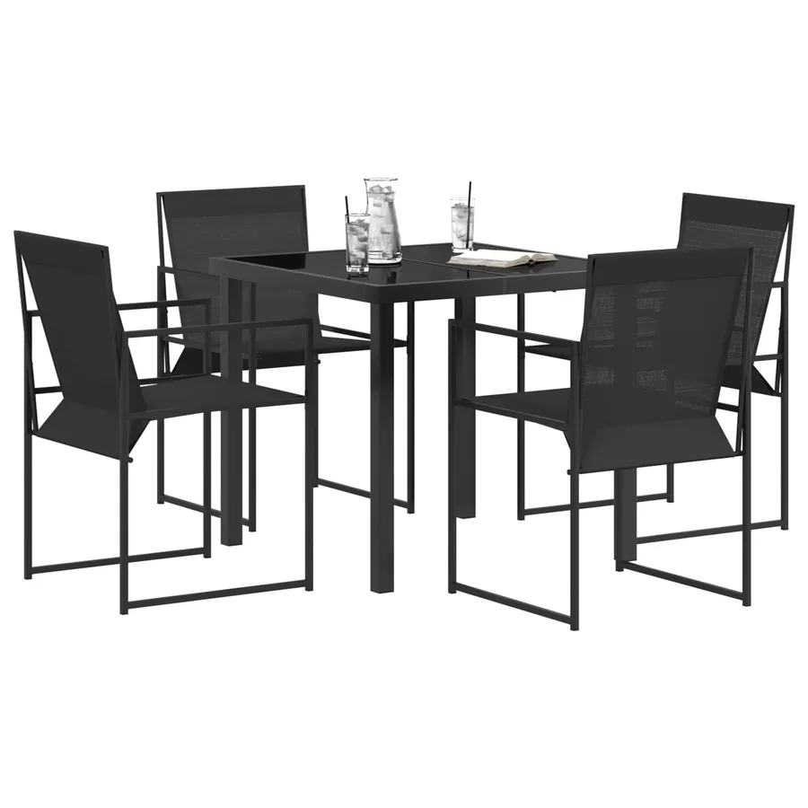Ensemble de salle à manger pour jardin 5 pcs Noir - 3