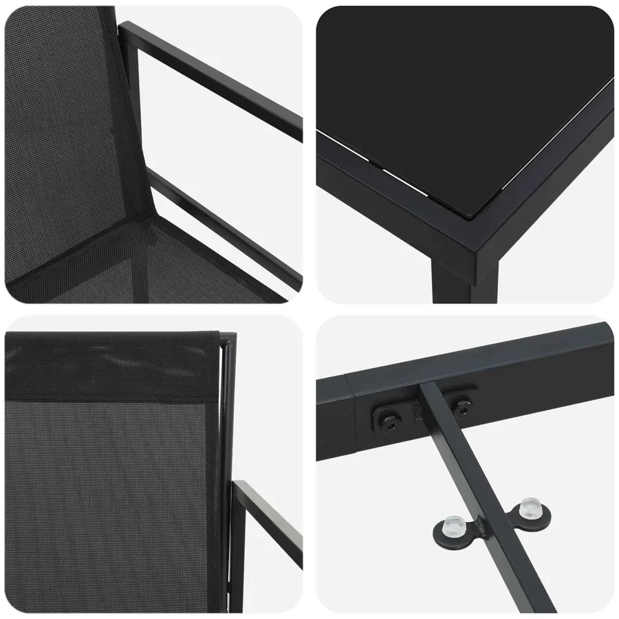 Ensemble de salle à manger pour jardin 5 pcs Noir - 7