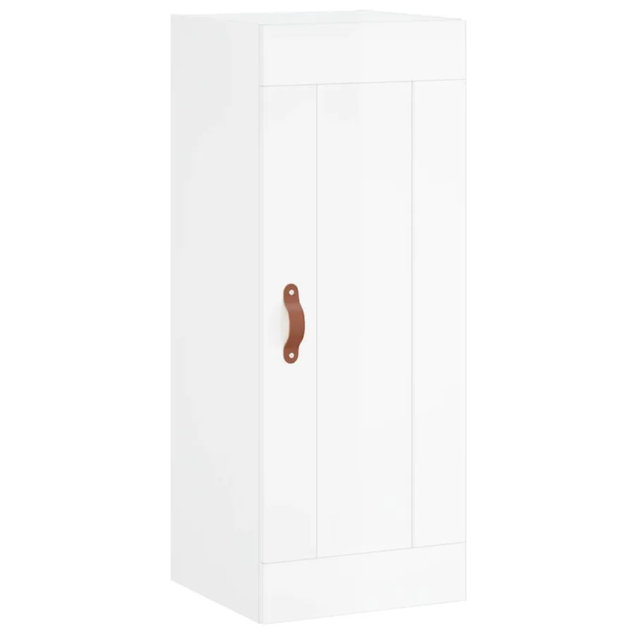 Buffet haut Blanc brillant 34,5x34x180 cm Bois d'ingénierie - 8