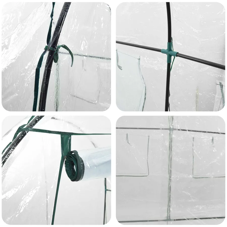 Serre avec cadre 160 x 200 x 192,5 cm PVC Transparent - 6