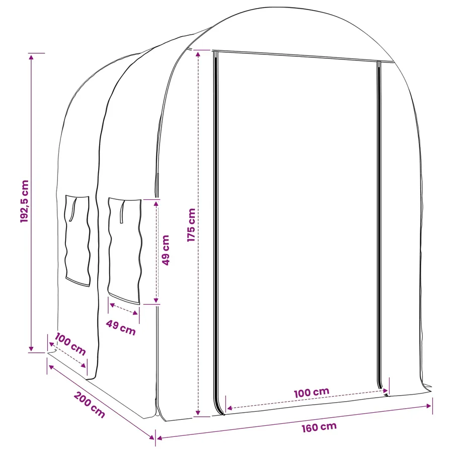 Serre avec cadre 160 x 200 x 192,5 cm PVC Transparent - 7