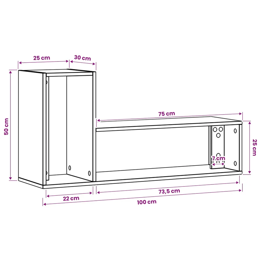 Meuble TV 100 x 30 x 50 cm Chêne artisanal Bois d'ingénierie - 12