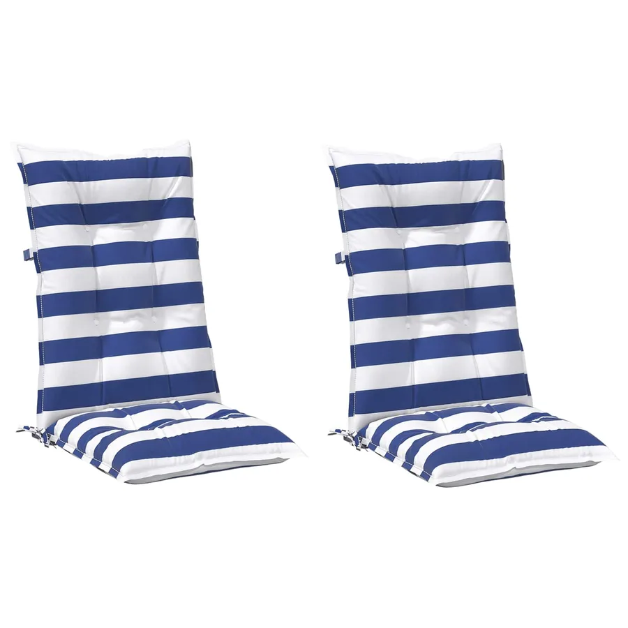 Coussin d'extérieur 2 pcs Bleu et Blanc 120 x 50 x 7 cm Tissu - 2