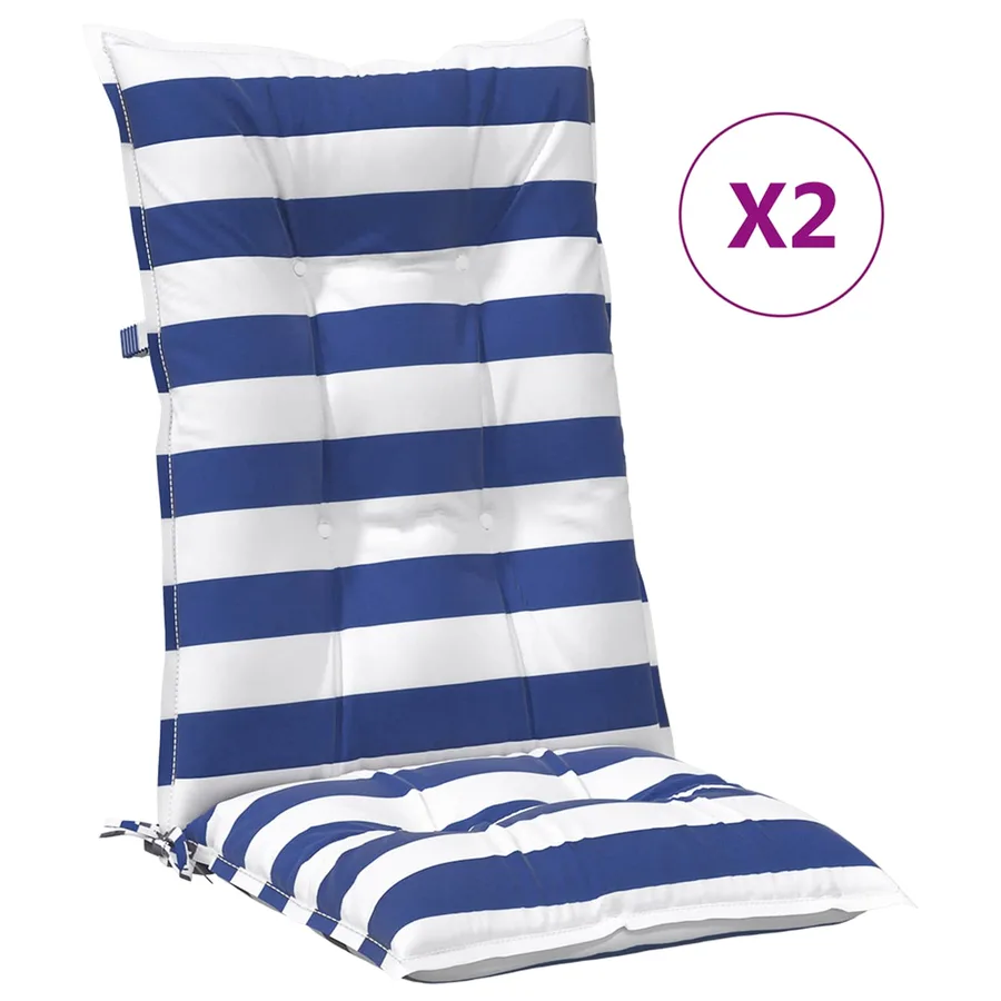 Coussin d'extérieur 2 pcs Bleu et Blanc 120 x 50 x 7 cm Tissu - 4