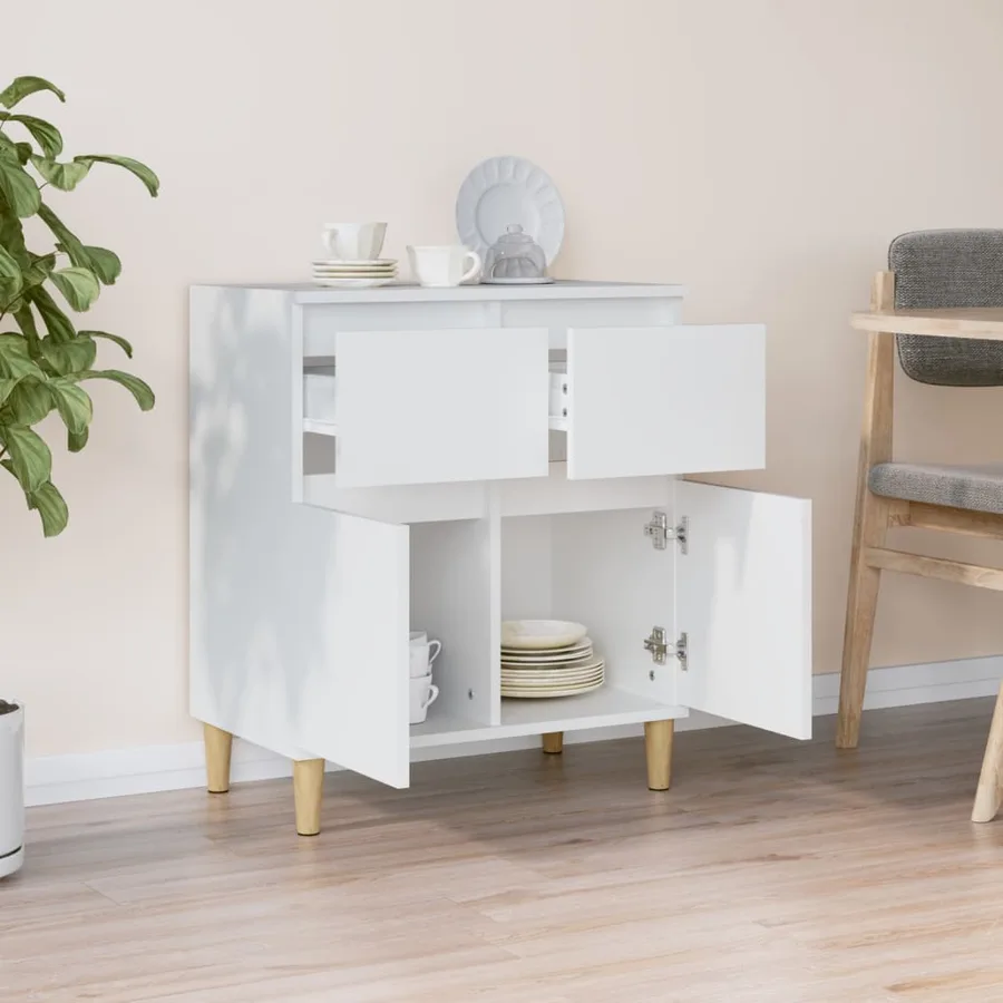 Buffet Blanc 60x35x70 cm Bois d'ingénierie - 3