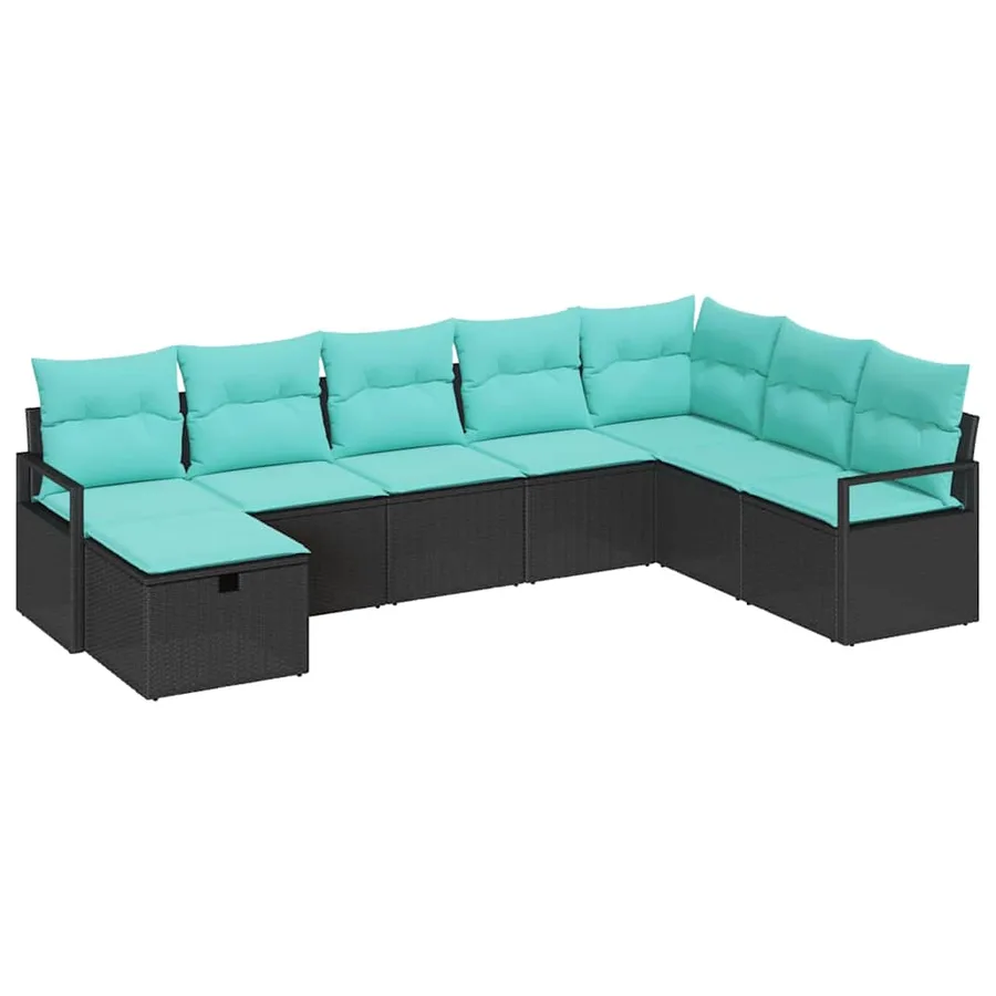 Ensemble de Canapés avec coussin 8 pcs Noir polyrotin - 2