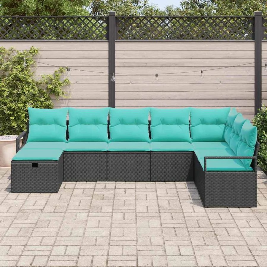 Ensemble de Canapés avec coussin 8 pcs Noir polyrotin - 3