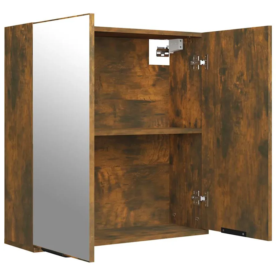 Armoire à miroir de salle de bain Chêne fumé 64x20x67 cm - 10