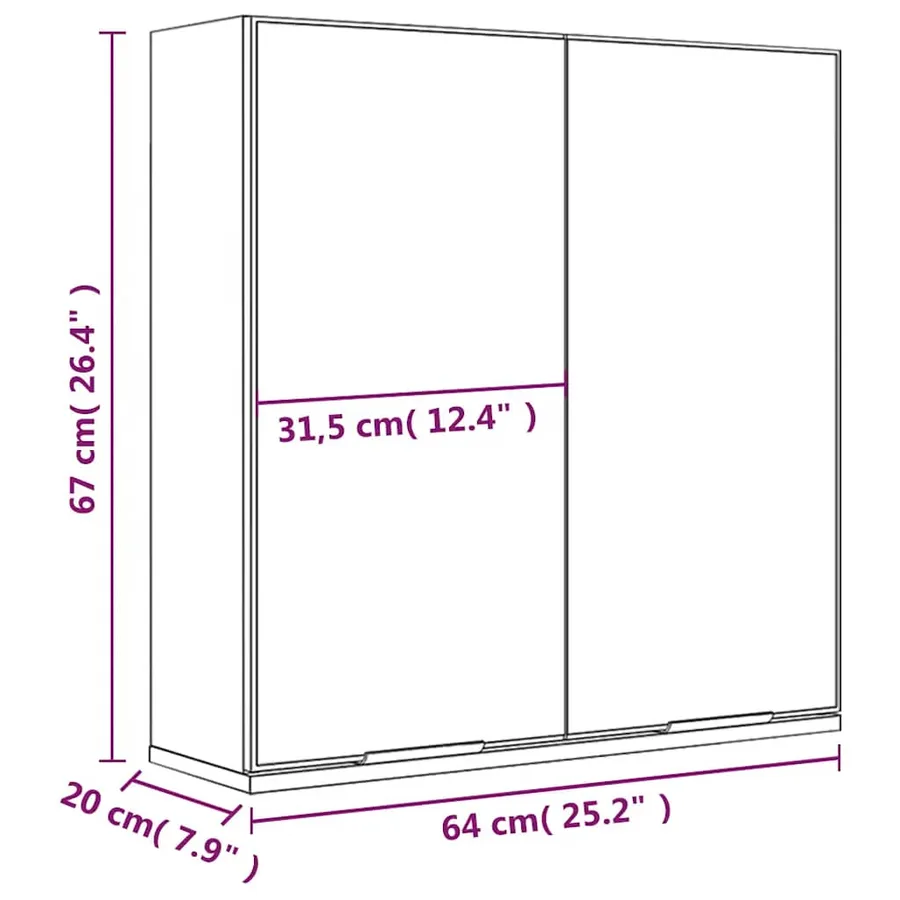 Armoire à miroir de salle de bain Chêne fumé 64x20x67 cm - 11