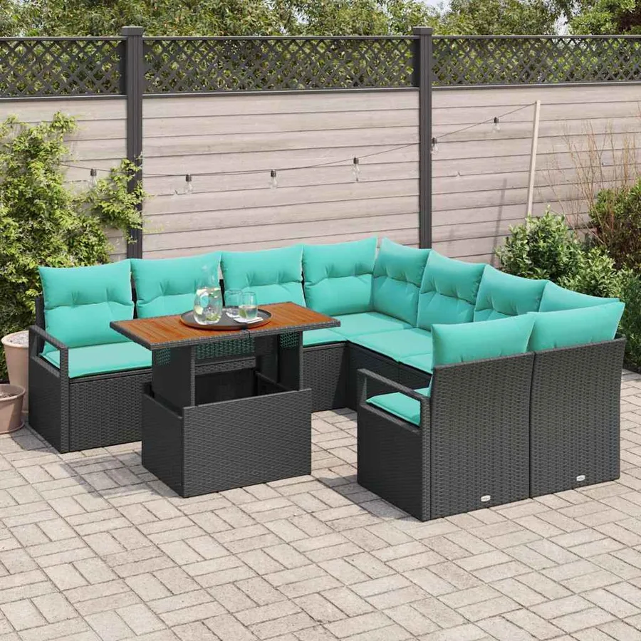 Ensemble de canapé de jardin 9 pc 8-Nombre de places - 3