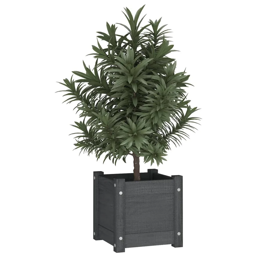 Jardinières d'extérieur 2 pcs Gris 31x31x31 cm Bois de pin - 3