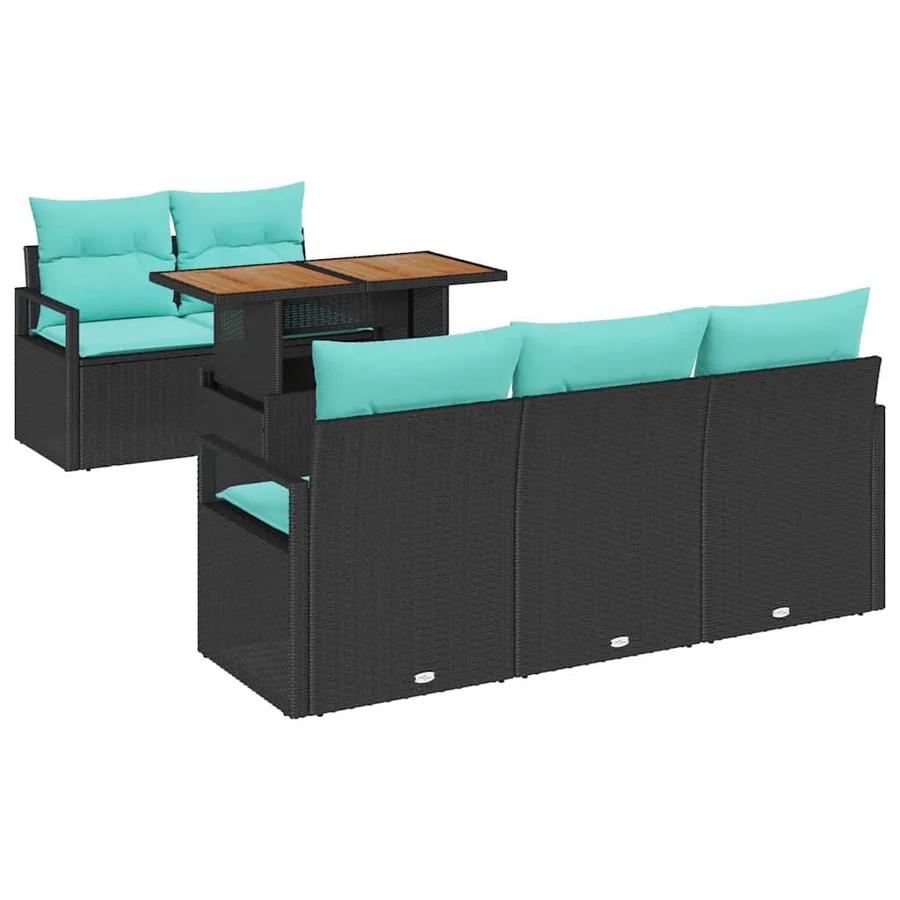 Ensemble de canapé de jardin avec coussin 6 pcs Noir et bleu - 2