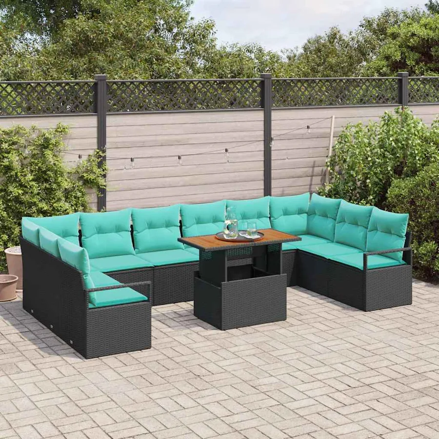 Ensemble de canapé de jardin 11 pc 10-Nombre de places - 3