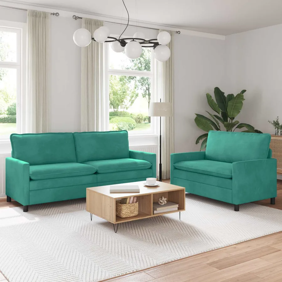 Ensemble de Canapés 2 pcs Turquoise Velours