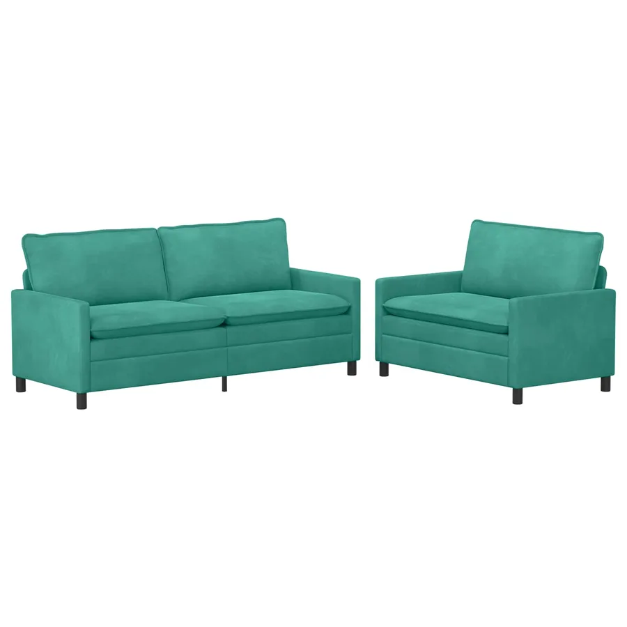 Ensemble de Canapés 2 pcs Turquoise Velours - 2