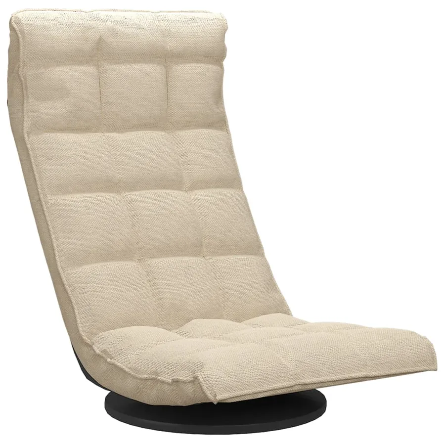 Chaise pivotante de sol Crème Tissu - 2