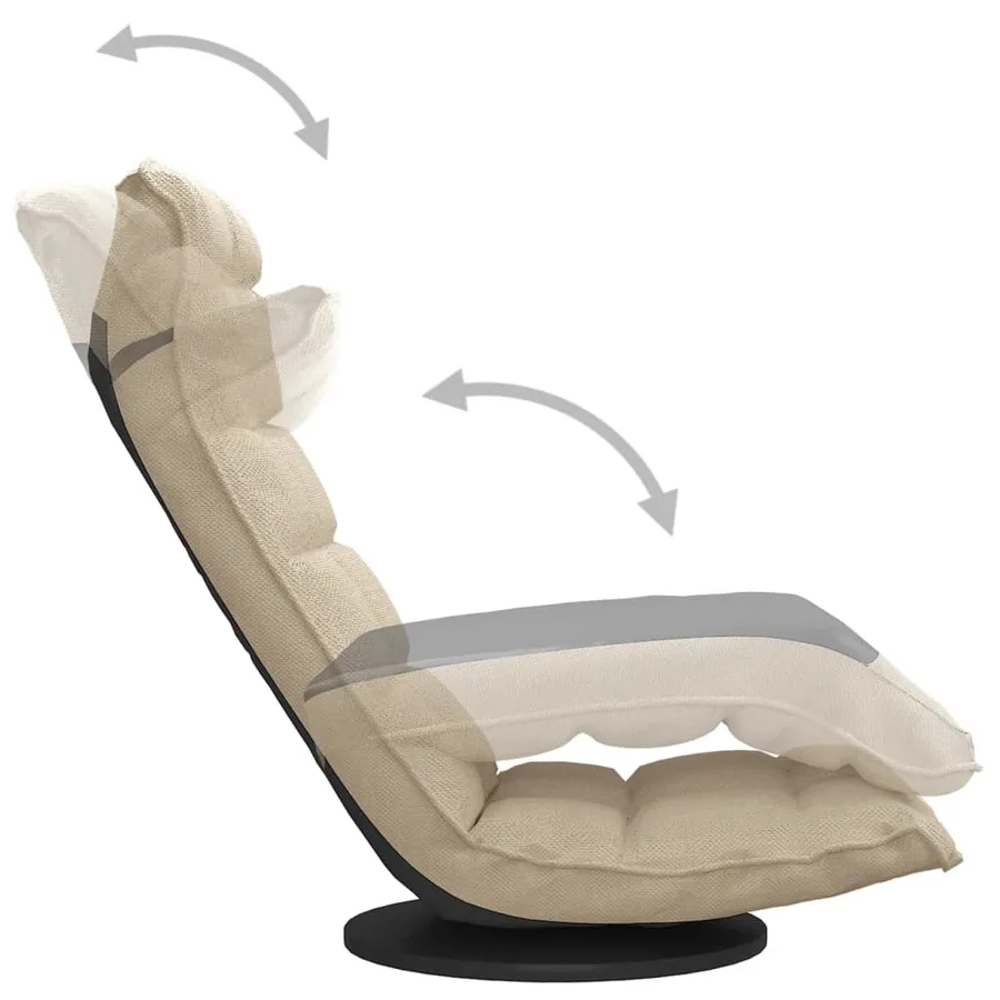 Chaise pivotante de sol Crème Tissu - 6