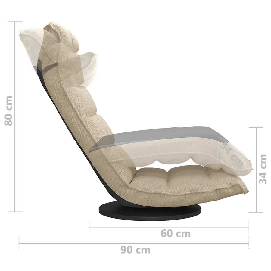 Chaise pivotante de sol Crème Tissu - 8
