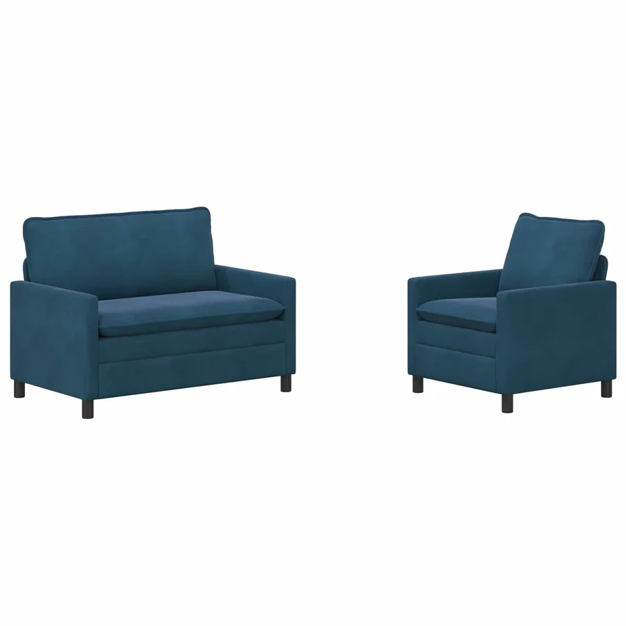 Ensemble de Canapés 2 pcs Bleu Velours - 2