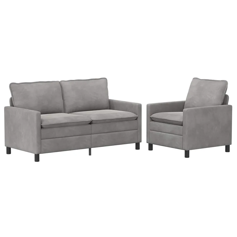 Ensemble de Canapés 2 pcs Gris clair Velours - 2
