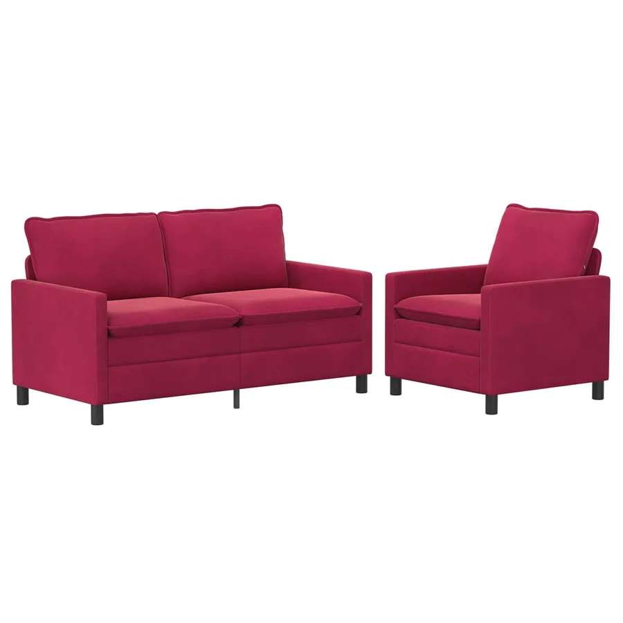 Ensemble de Canapés 2 pcs Bordeaux Velours - 2
