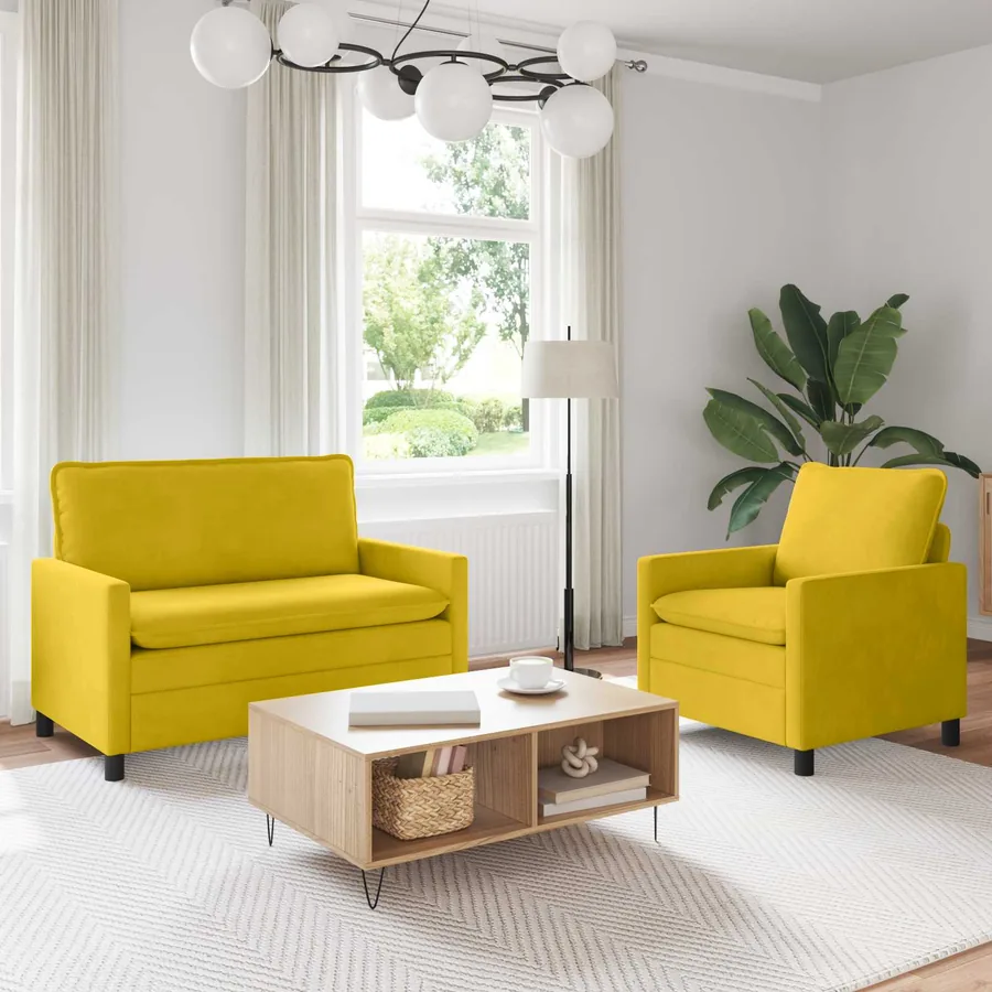 Ensemble de Canapés 2 pcs Jaune Velours