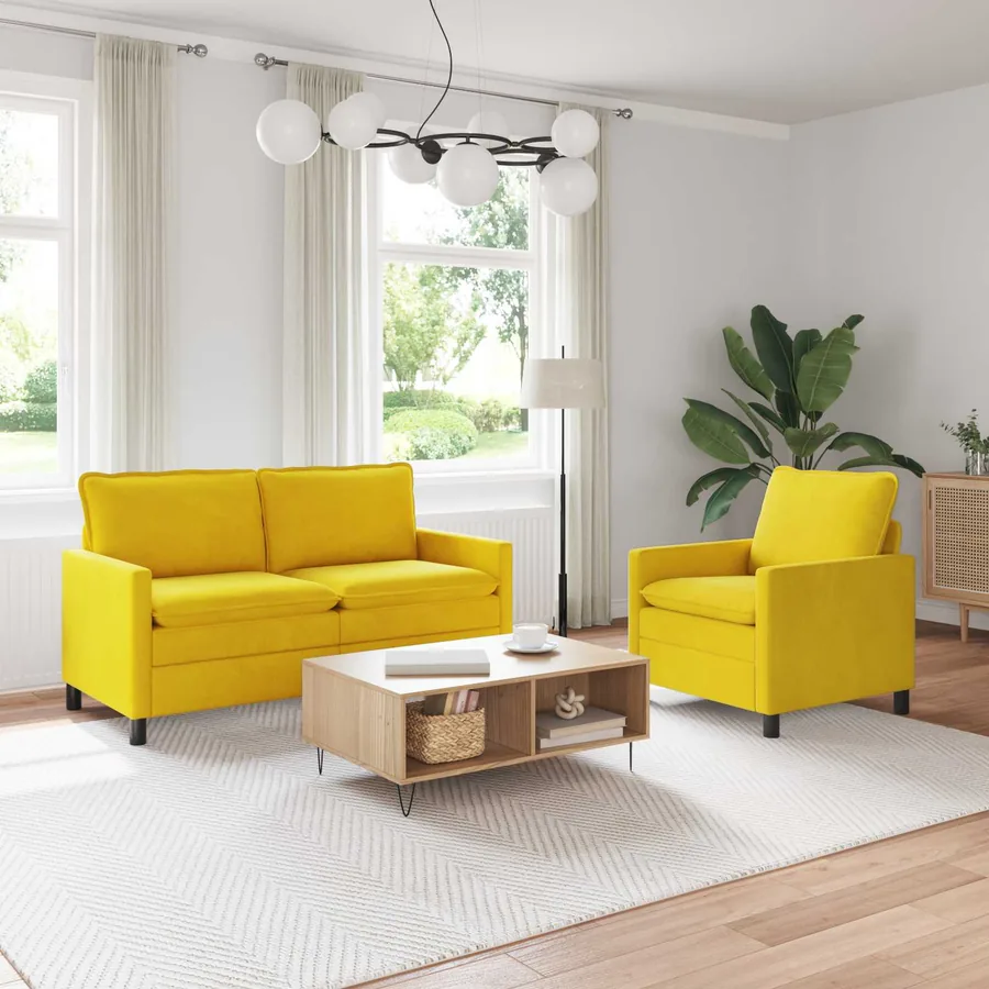 Ensemble de Canapés 2 pcs Jaune Velours