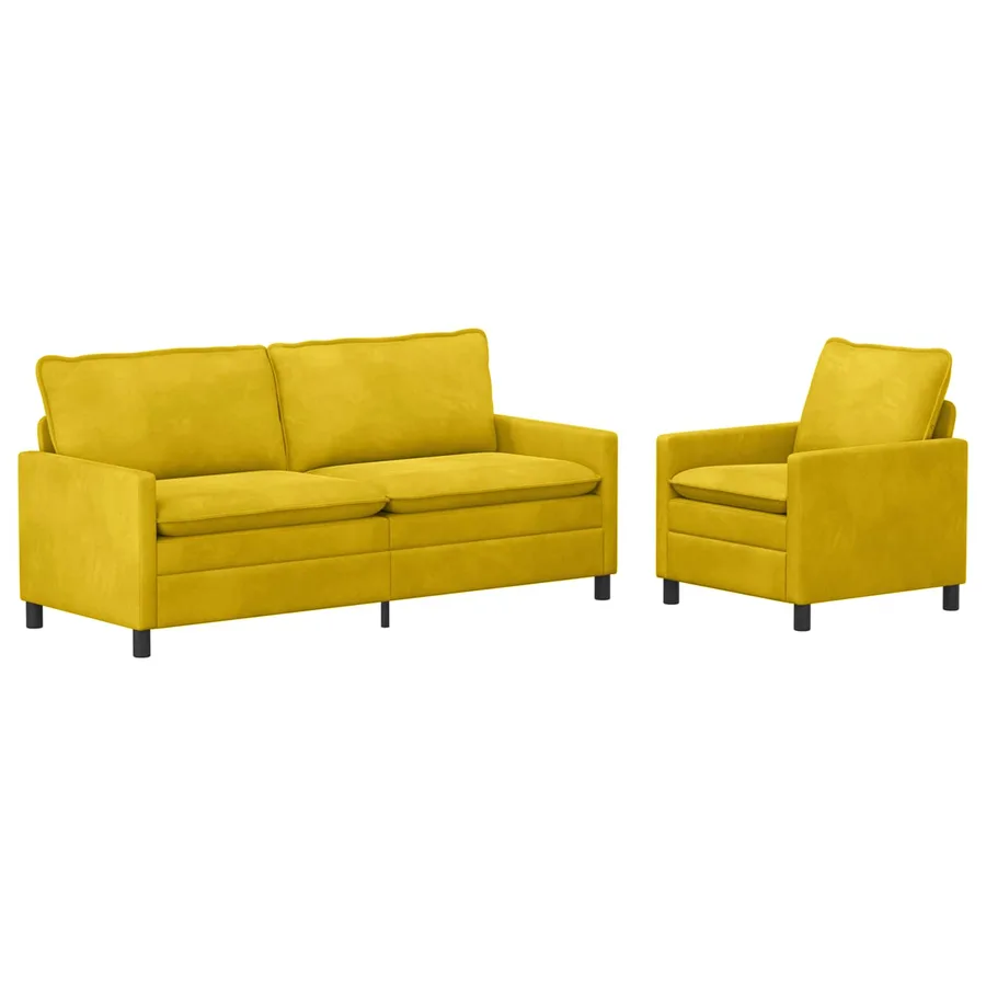 Ensemble de Canapés 2 pcs Jaune Velours - 2
