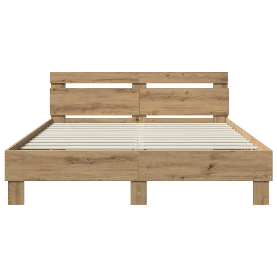 Cadre de lit Chêne artisanal 140 x 190 cm Bois d'ingénierie - 4
