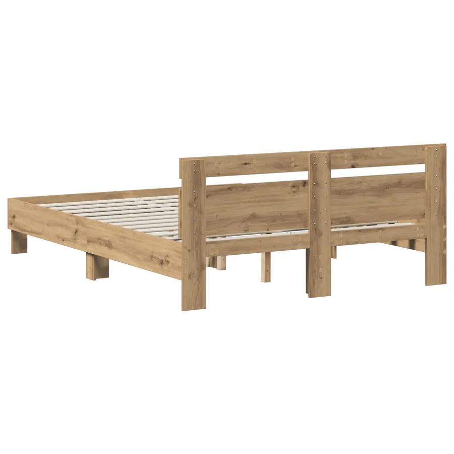 Cadre de lit Chêne artisanal 140 x 190 cm Bois d'ingénierie - 6