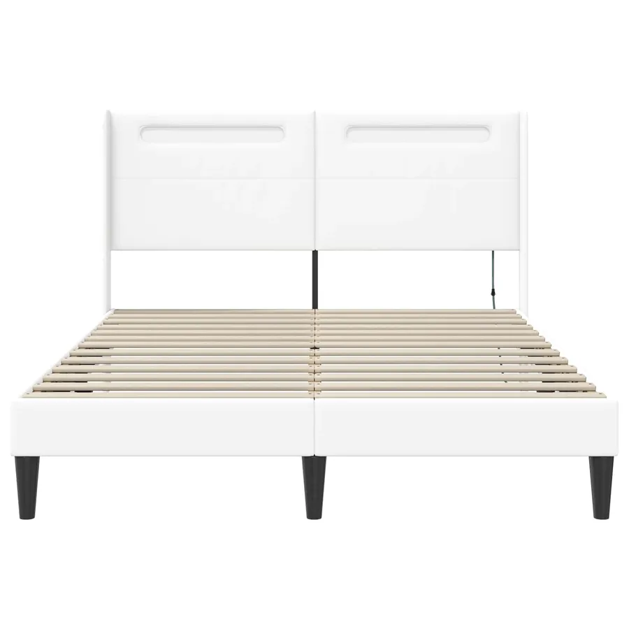 Cadre de lit avec bandes LED Blanc 140 x 190 cm Simili cuir - 6
