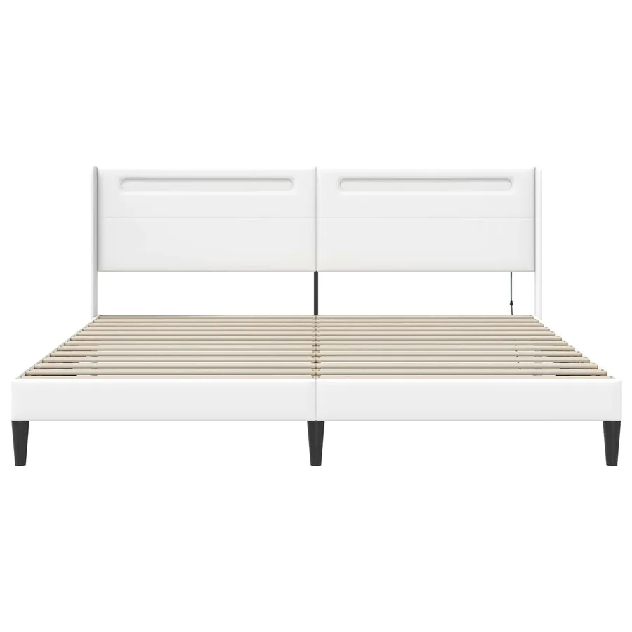 Cadre de lit avec bandes LED Blanc 180 x 200 cm Simili cuir - 6