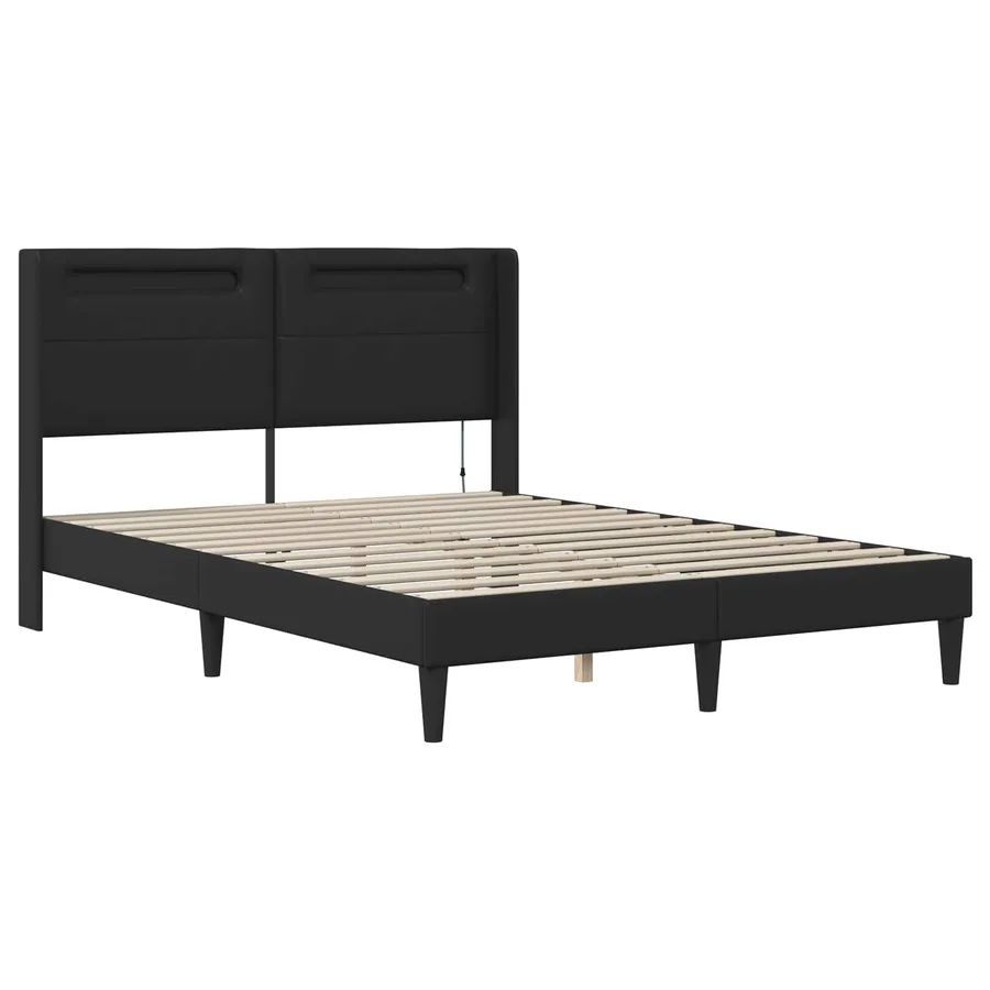 Cadre de lit avec matelas Noir 160 x 200 cm Simili cuir - 6
