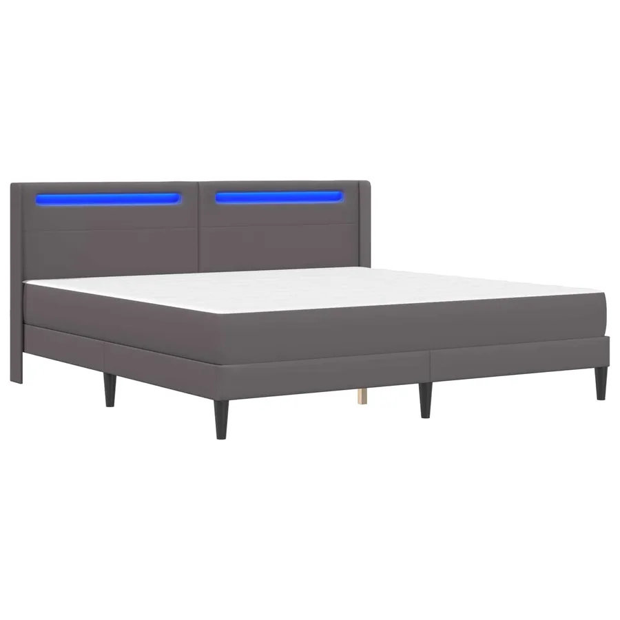 Cadre de lit avec matelas Gris 200 x 200 cm Simili cuir - 5