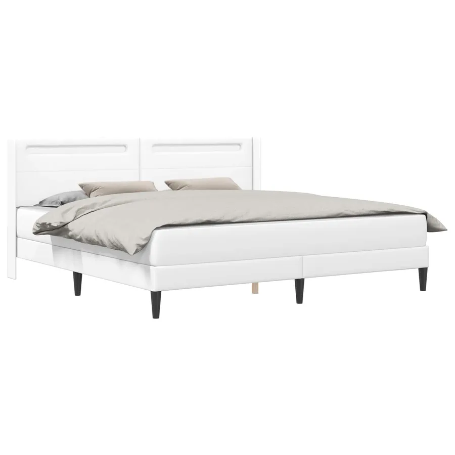 Cadre de lit avec matelas Blanc 200 x 200 cm Simili cuir - 3
