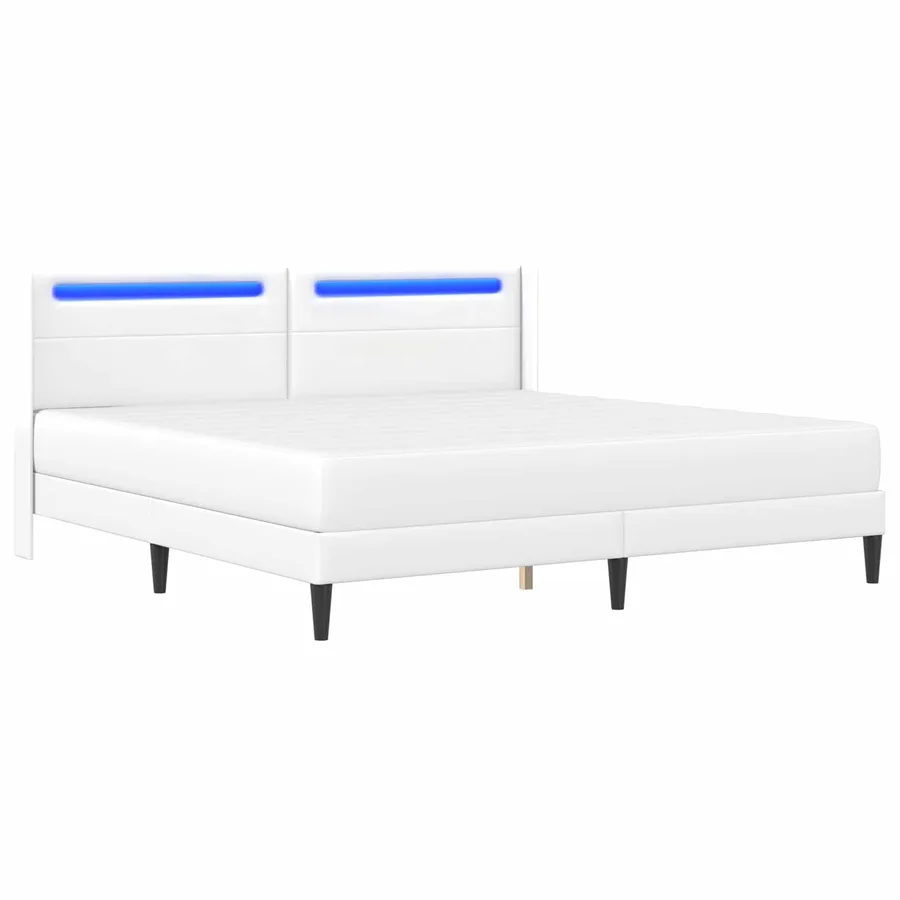 Cadre de lit avec matelas Blanc 200 x 200 cm Simili cuir - 5