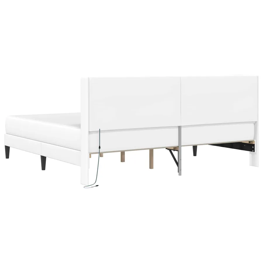 Cadre de lit avec matelas Blanc 200 x 200 cm Simili cuir - 8