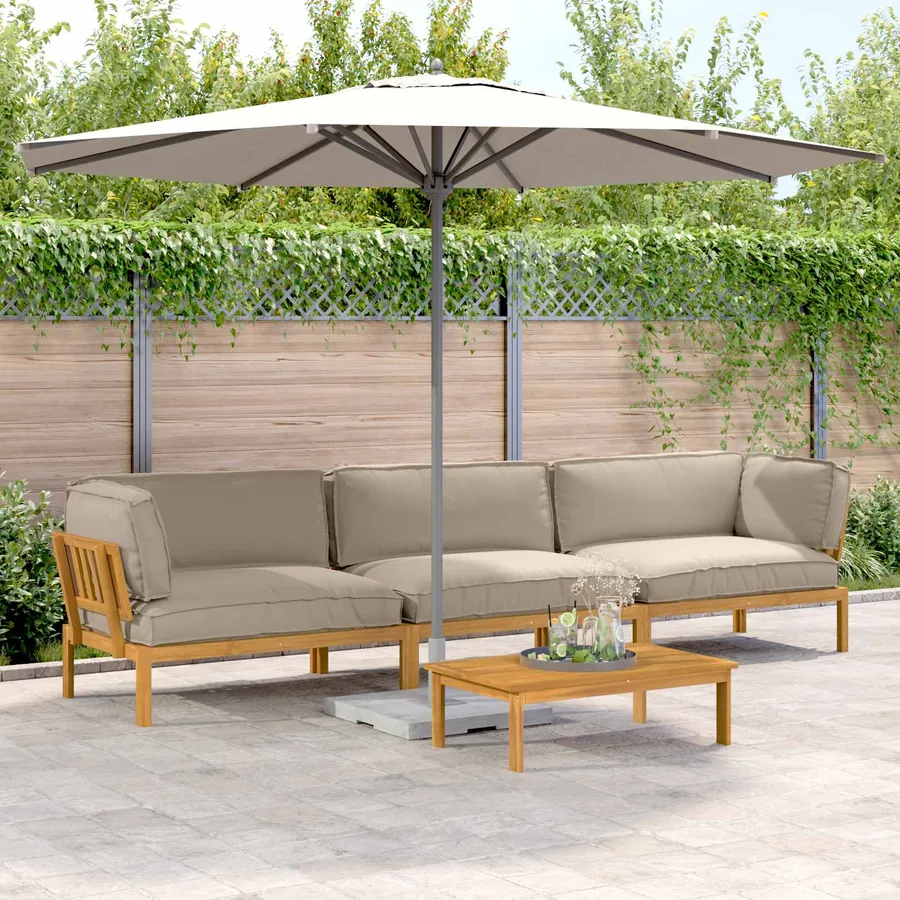 Ensemble de Canapés Uni 4 pcs Taupe Bois d'Acacia Massif