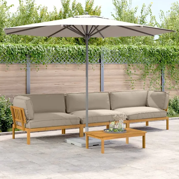 Ensemble de Canapés Uni 4 pcs Taupe Bois d'Acacia Massif