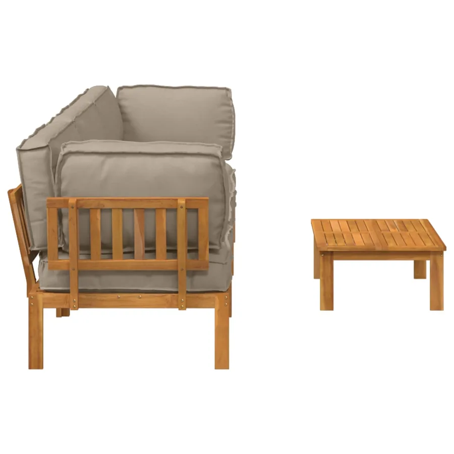 Ensemble de Canapés Uni 4 pcs Taupe Bois d'Acacia Massif - 11