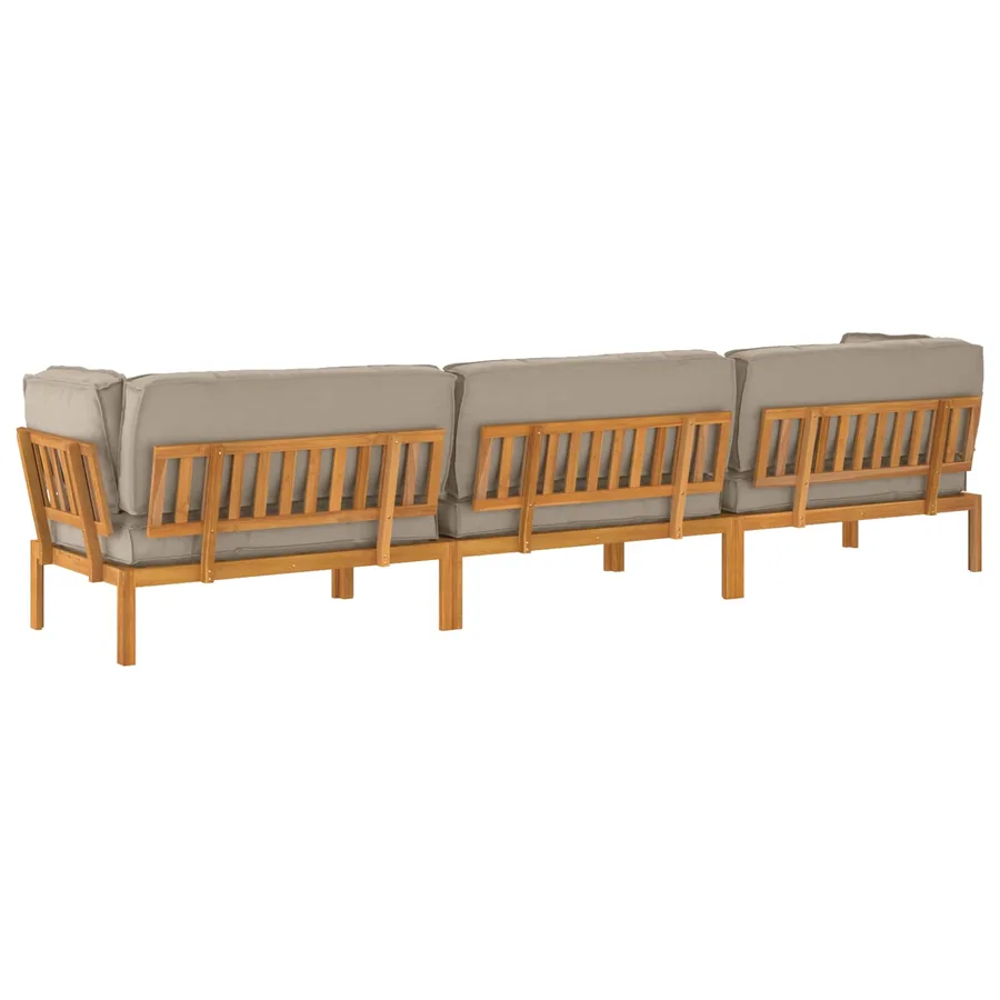 Ensemble de Canapés Uni 4 pcs Taupe Bois d'Acacia Massif - 12