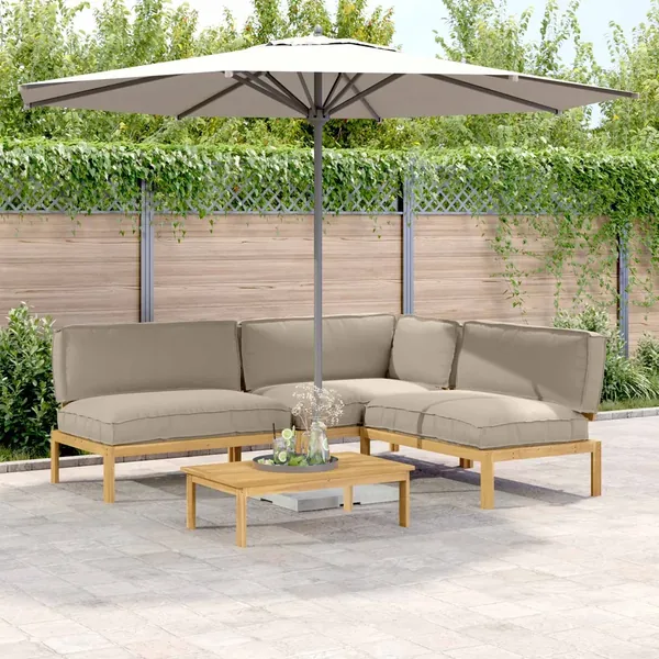 Ensemble de Canapés Uni 4 pcs Taupe Bois d'Acacia Massif