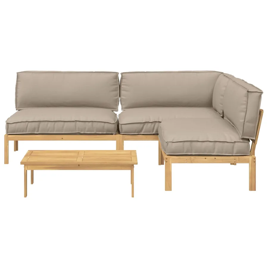 Ensemble de Canapés Uni 4 pcs Taupe Bois d'Acacia Massif - 10