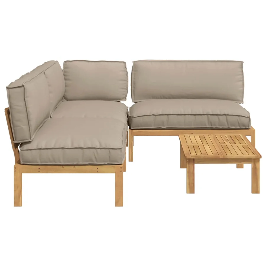 Ensemble de Canapés Uni 4 pcs Taupe Bois d'Acacia Massif - 11