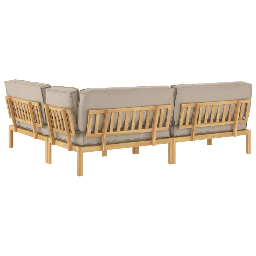 Ensemble de Canapés Uni 4 pcs Taupe Bois d'Acacia Massif - 12