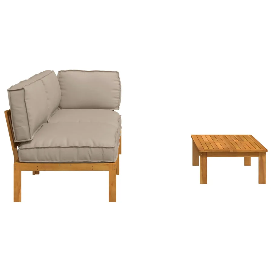 Ensemble de Canapés Uni 3 pcs Taupe Bois d'Acacia Massif - 11