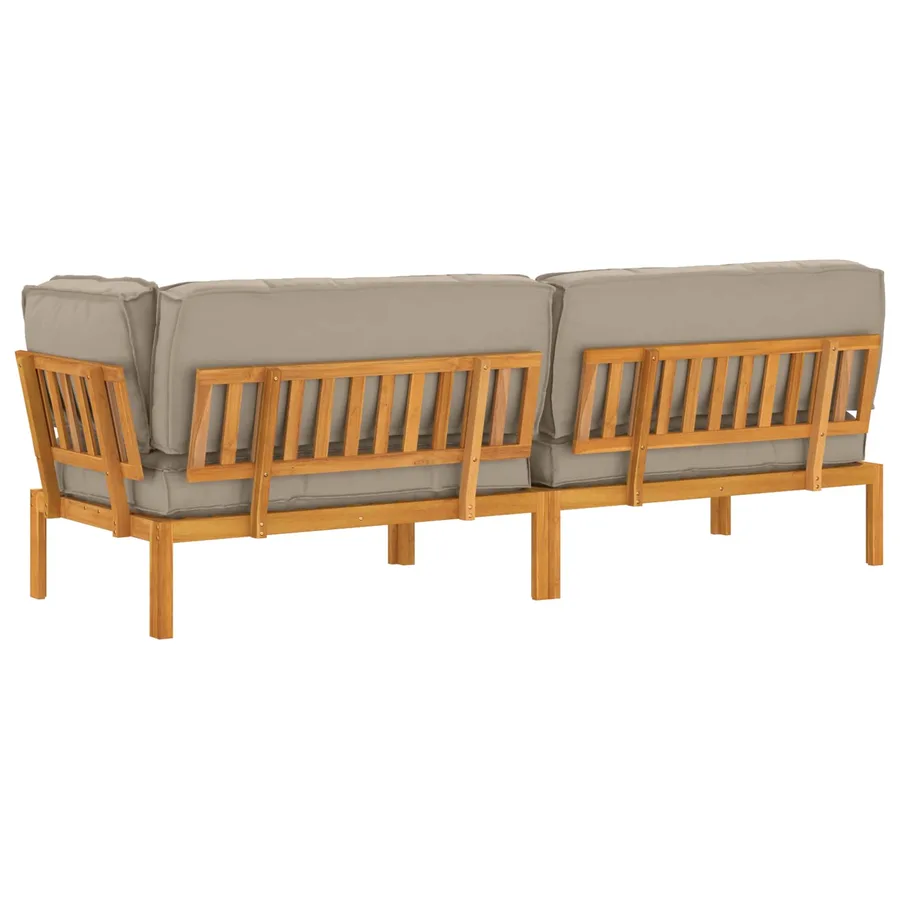 Ensemble de Canapés Uni 3 pcs Taupe Bois d'Acacia Massif - 12